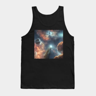 Planets Nebula Cloud In Dark Space Tank Top